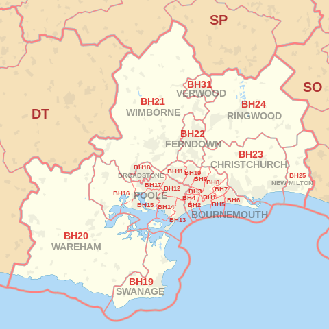 BH Postcode Area Map
